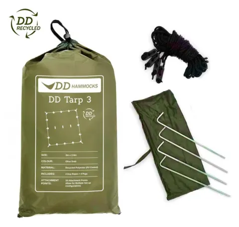 DD Hammocks Recycled Tarp 3 verde oliva – Toldo Bushcraft