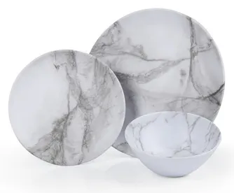 Melamine Platos Establecidos Mármol 6to, Para 2 Personas