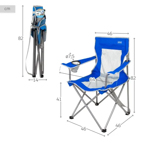 Silla plegable camping con posavasos y respaldo transpirable Aktive