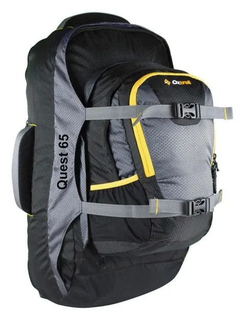 Mochila de viaje OZtrail QUEST TRAVEL PACK 65L con Daypack de 20L – negra