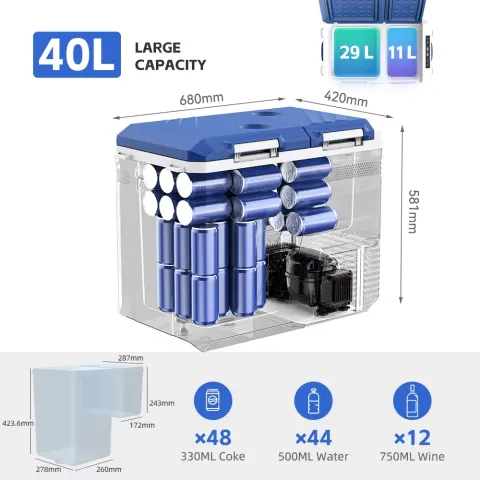 Nuevo Refrigerador de Viaje para Auto Zcamp QXL 2026, Refrigerador/Congelador para Auto de 12/24V, Refrigerador Pequeño de 100-240V para Habitación, Camping, RV, Camión