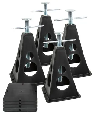 Bock de Plástico de soporte – 4 piezas, negro, altura de 30-42 cm, incluidas las placas