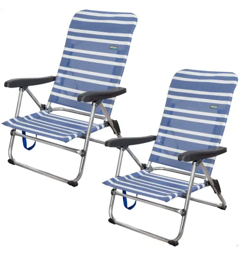 Pack ahorro 2 sillas playa azul y blanco 47x50x85 cm