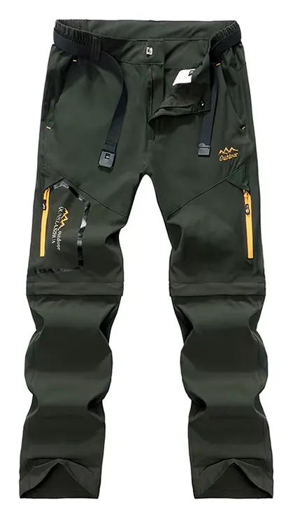 Pantalones convertibles de senderismo para hombre, pantalones de acampada, repelentes al agua, ligeros, de secado rápido, con cremallera, para pesca, trabajo de carga al aire libre, senderismo