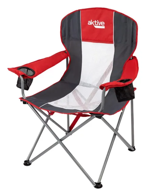 Silla plegable camping XL con posavasos Aktive