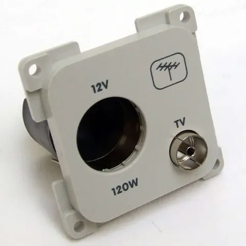 Toma 12V y antena de televisión gris claro