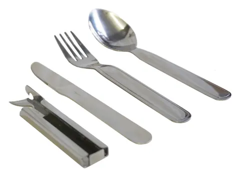 Set cubiertos HOSA CAMPING 4 PIEZAS con abridor