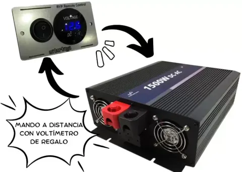 Inversor de corriente Onda Pura 1500W, 230V, 12V para caravanas, autocaravanas, camper y 4×4 overland. – Ref. RYP1500-12V