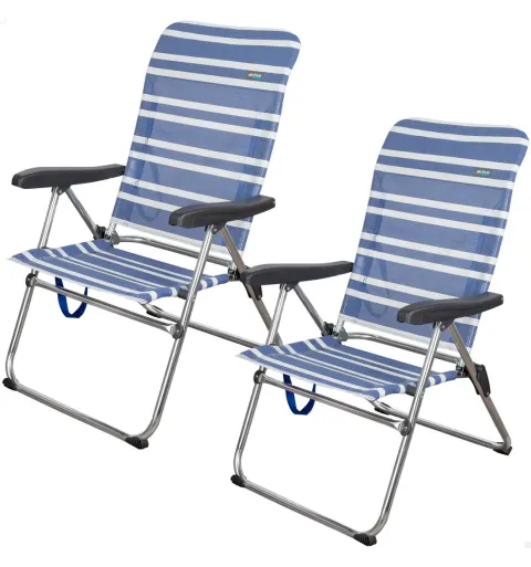 Pack ahorro 2 sillas playa azul y blanco 47x63x93 cm