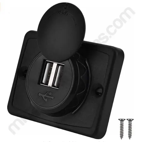 Toma USB doble Plana con LED 12v con tapa.