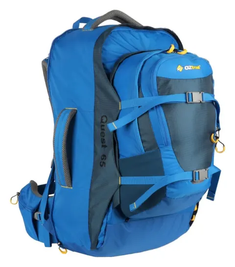 Mochila de viaje OZtrail QUEST TRAVEL PACK 65L con Daypack de 20L – azul