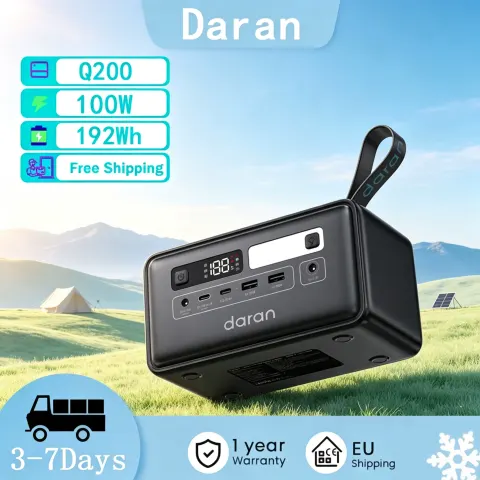 Estación de Energía Portátil Daran Q200 192Wh LiFePO4 100W PD Carga Rápida Ligera para Camping, Viajes y Emergencias