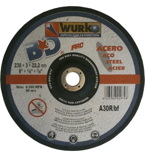 Disco de corte de acero Wurko A30R/BF 230x3mm