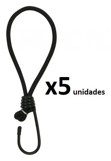 Tensor de goma negro con gancho para tienda 5 unidades