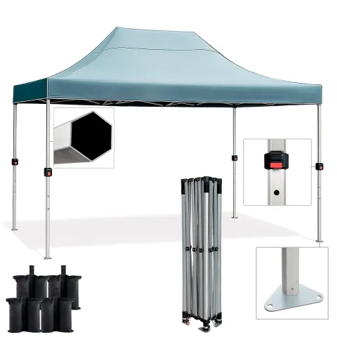 Carpa Plegable Aluminio 3×4,5m Naturcamper ALUPRO40 con barras o patas hexagonales