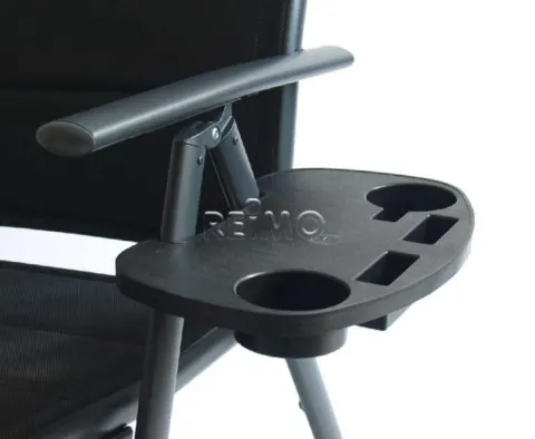 Mesa Auxiliar Para Silla De Camping, Negra, Con 4 Compartimentos