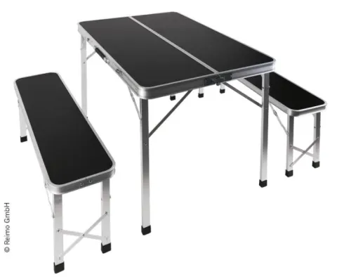 Grupo De Asientos Picknic, Mesa 90x67x70cm Y 2 Bancos Cada Uno 87x24x40