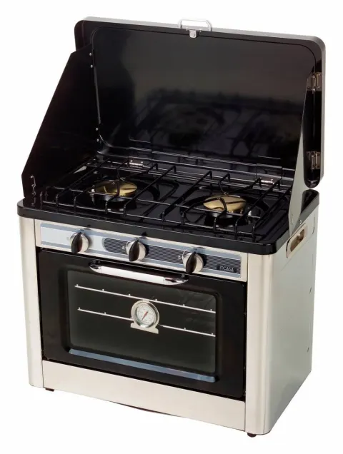 Horno/hornillo combinado de 2 fuegos para acampada INCASA