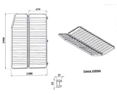 Somier plegable de cama 130/65 x 190 cm Viena