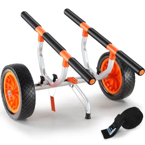 Carro de kayak SucceBuy, carrito de canoa desmontable de 450 libras con neumáticos de 12 pulgadas, ancho ajustable para tablas de remo, esteras flotantes, barcos Jon