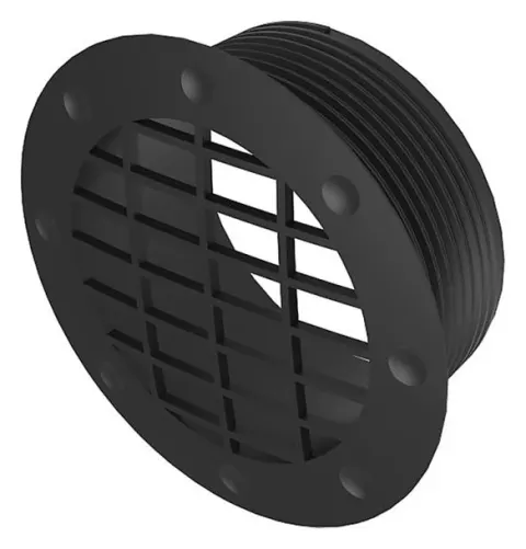 Rejilla de ventilación fija para conducto de aire Whale de 65 mm negro