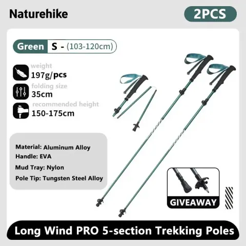 Naturehike bastones de Trekking de fibra de carbono 5 secciones palos de escalada plegables portátiles senderismo al aire libre bastones para caminar plegables