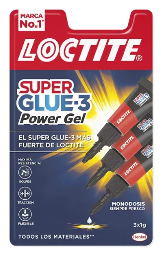 Pegamento Loctite Super glue3 Power gel Mini trio 3x1gr