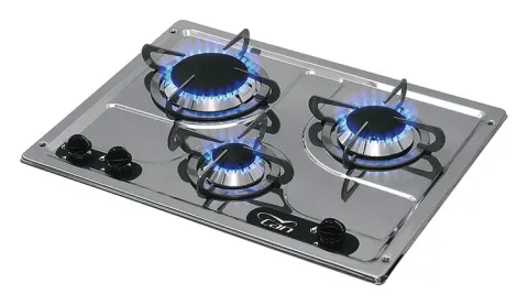 Kocher 3-Fammig Edelstahl B47 x T36 x H4+9 cm