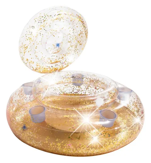 Nevera Hinchable con Purpurina y 5 Posavasos INTEX