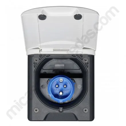 Toma Exterior 220 V tipo CEE con tapa con imántada