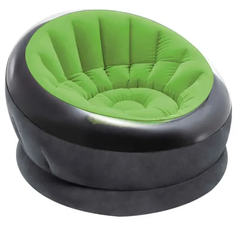Sillón hinchable empire redondo negro y verde 112x109x69 cm