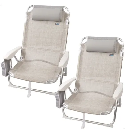 Pack ahorro 2 sillas playa beige 51x45x76 cm