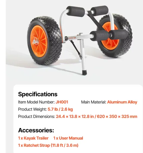Carrito para Kayak SucceBuy de 200 lbs, Plegable, con Ruedas Sólidas de 10 Pulgadas, Carrito para Tabla de Paddle, para Transportar Canoas y Colchonetas Flotantes