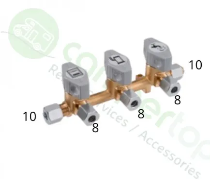 Llave de paso de 3 vias. 8mm – Camper Top Services S.L.