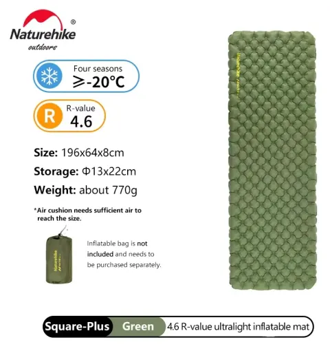 Estera inflable Naturehike ultraligera 5,8 de alto valor R, almohadilla para dormir cálida, tienda de campaña portátil para exteriores, esteras individuales a prueba de humedad