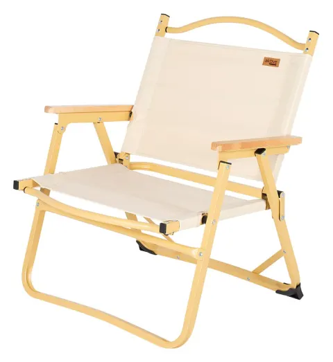 Aktive Silla plegable baja glamping crema aluminio con bolsillo