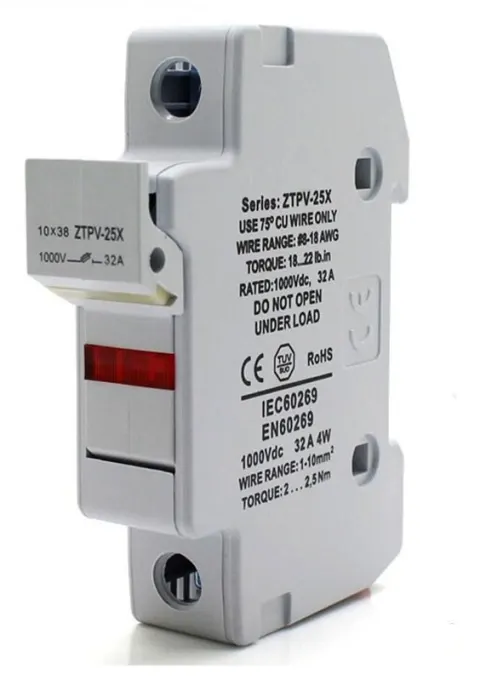 Portafusible Cilíndrico para Paneles solares 32A