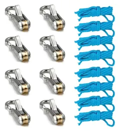 Herramientas manuales: Herramienta para atar cuerdas y tensor con tensor de rodillo, hebilla retráctil de alta resistencia con cuerda adicional, adecuado para acampar