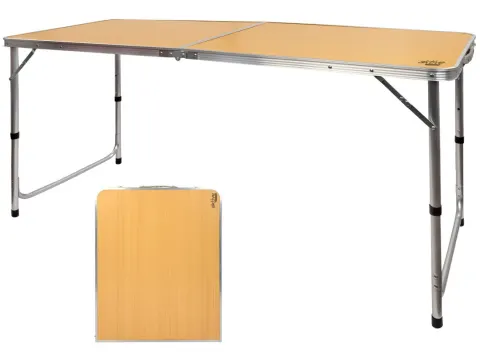 Mesa plegable altura regulable de camping madera Aktive