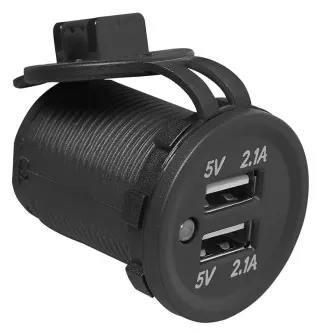 Doble puerto USB de montaje empotrado tipo A 2x2100mA y 12V/24V