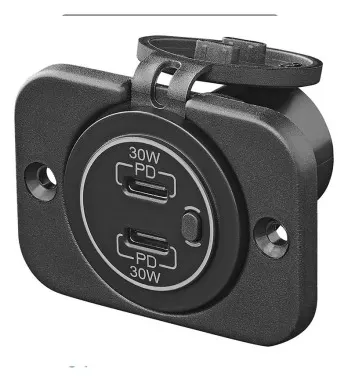 Cargador rápido USB para integrar, tipo C, 2 vías 12/24 V 3 A