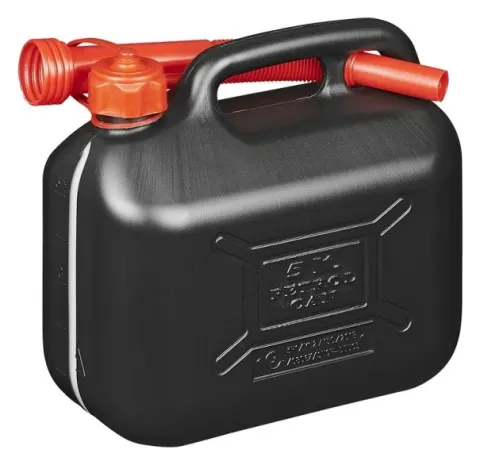 Garrafa de plástico negro para combustible 5L.