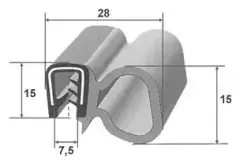 Juntas, gomas y perfiles de sellado: Goma multiusos canal ancho 15x28mm para perfil de junta de puerta para autocaravana, caravana y camper.