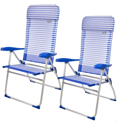 Pack ahorro 2 sillas altas playa azul y blanco 47x61x118 cm