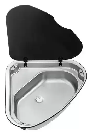Fregadero Thetford Basic Line 33 L IZQUIERDO con tapadera de cristal templado para caravana, autocaravana y camper. – Ref. SLB3350-SP