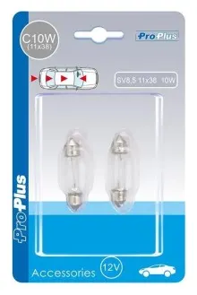 Bombilla para coche 12V 10W SV8,5 11×38, 2 piezas