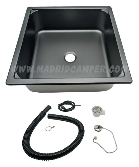 Fregadero cuadrado negro mate 35×35 cm