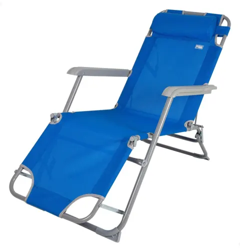 Tumbona plegable camping multiposición azul