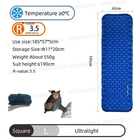 Colchón Inflable Ligero para Camping, Valor R 7.5, Colchoneta Portátil para Dormir al Aire Libre, Ultraligera, para una Persona, R4.2/R3.5