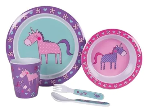 Kampa Unicorns vajilla para niñas de 5 piezas